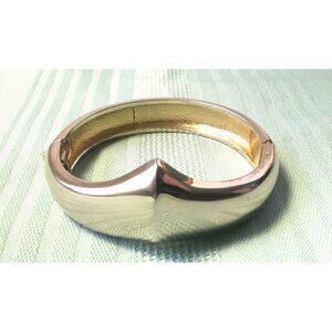 Retro Silver & Gold-Tone Hinged Bracelet – Vintage Statement Jewelry Small